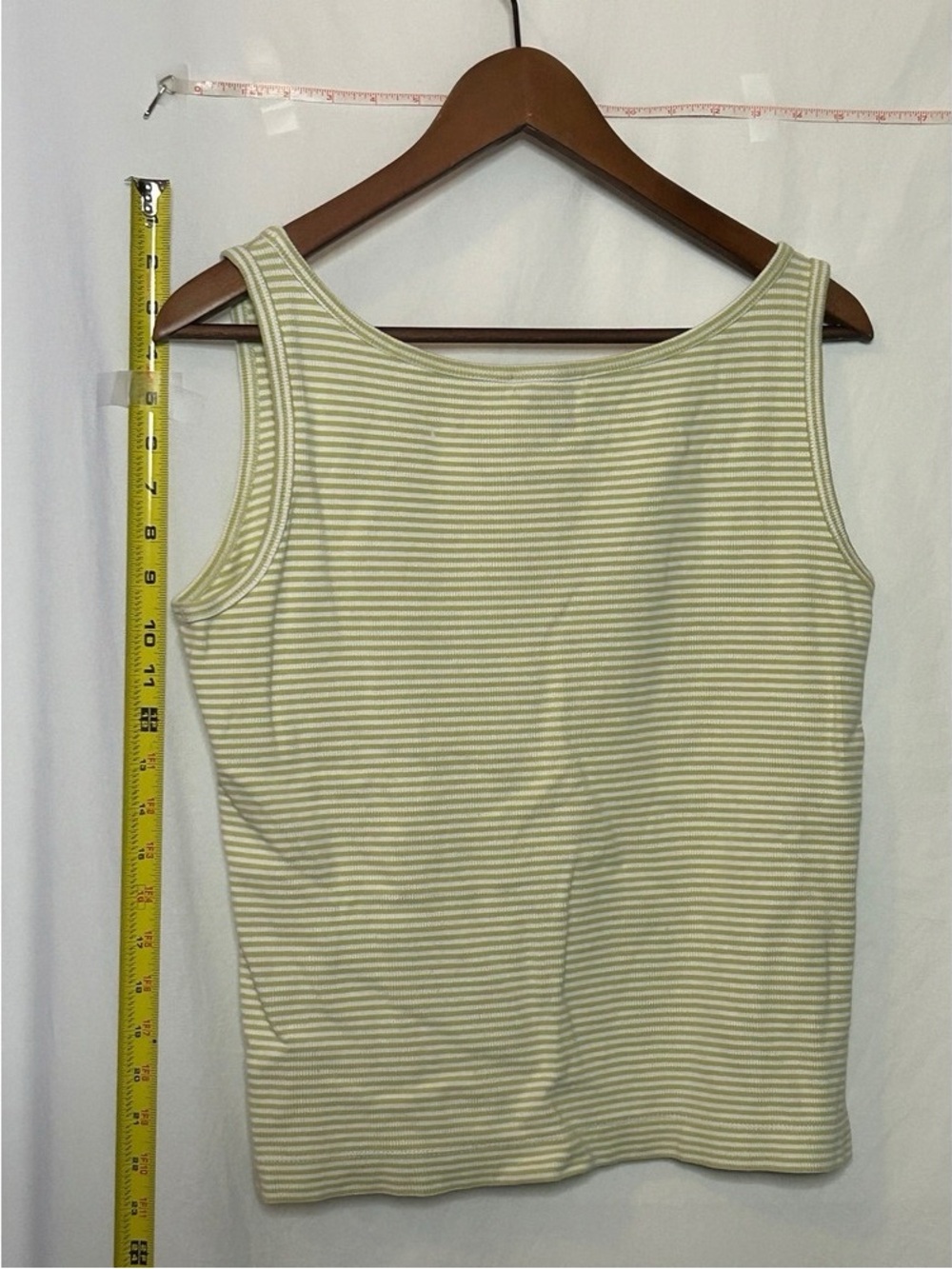 Sleeveless Striped Tank Top in Cream and Light Green